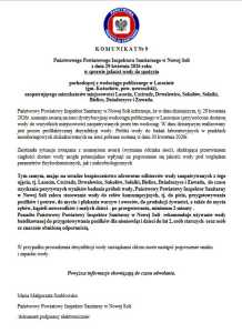 KOMUNIKAT – JAKOŚĆ WODY (Lasocin i okolice)